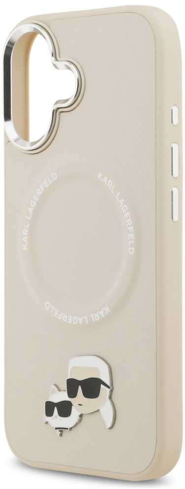 Karl Lagerfeld Karl & Choupette Pins MagSafe dėklas skirtas Apple iPhone 17 rusvai gelsvas