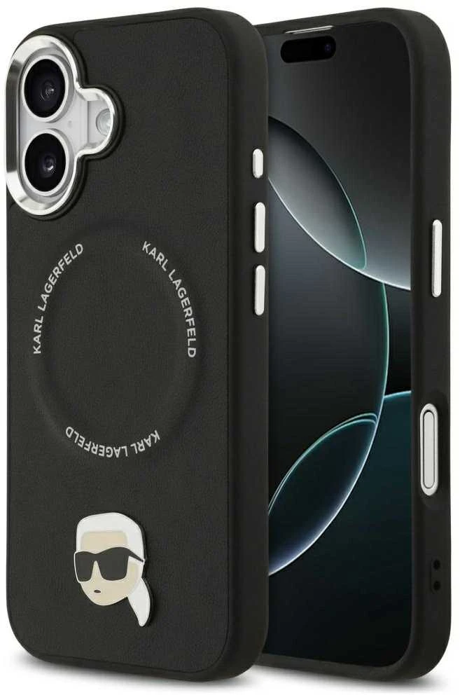 Karl Lagerfeld Karl Pin MagSafe dėklas skirtas Apple iPhone 17 juodos spalvos
