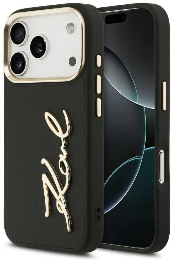 Karl Lagerfeld Karl Script Logo dėklas skirtas Apple iPhone 17 Pro juodos spalvos