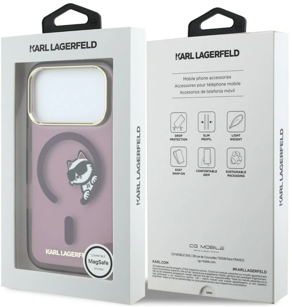 Dėklas Karl Lagerfeld Peekaboo Logo MagSafe case for iPhone 18 Pro Max / 17 Pro Max - burgundy