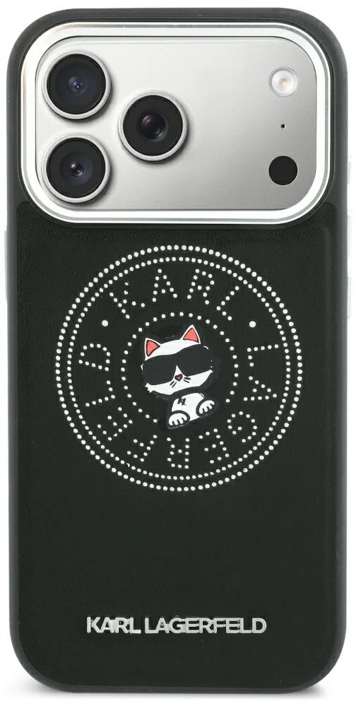 Karl Lagerfeld Point & Choupette Sketch MagSafe dėklas iPhone 18 Pro Max / 17 Pro Max - Juodas