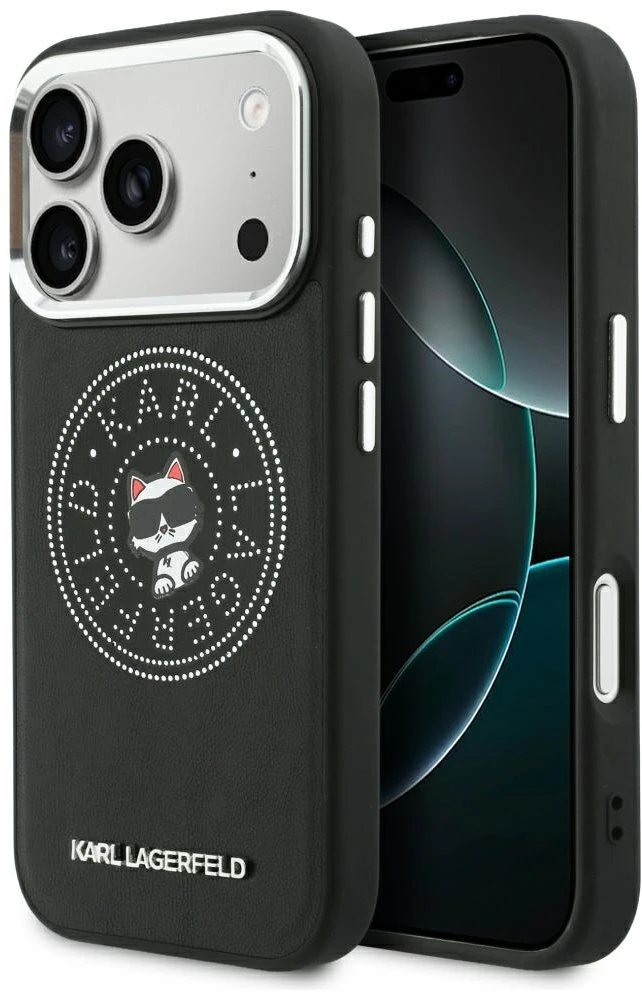Karl Lagerfeld Point & Choupette Sketch MagSafe dėklas iPhone 18 Pro Max / 17 Pro Max - Juodas
