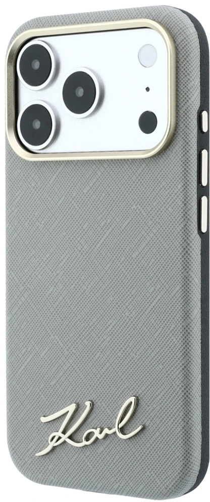 Dėklas Karl Lagerfeld Saffiano Small Script Metal Logo MagSafe Case for iPhone 18 Pro / 17 Pro - rusvai gelsvas