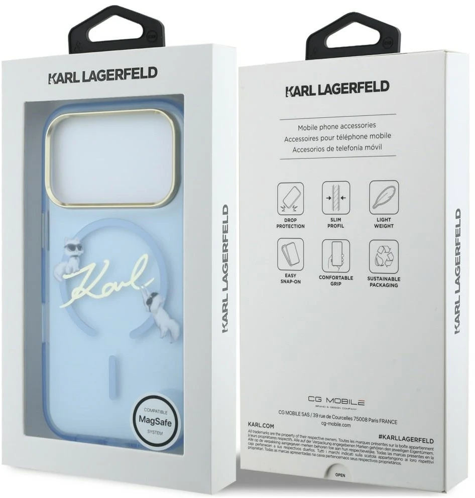 Dėklas Karl Lagerfeld Script Logo MagSafe Case for iPhone 18 Pro / 17 Pro - Light Mėlyna