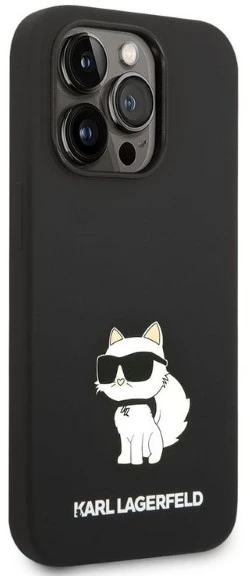Dėklas Karl Lagerfeld Silicone Ikonik Choupette Case for iPhone 14 Pro - Juodas
