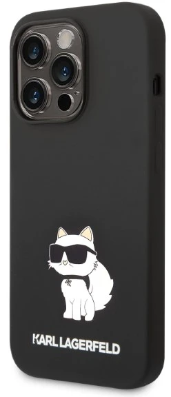Dėklas Karl Lagerfeld Silicone Ikonik Choupette Case for iPhone 14 Pro - Juodas