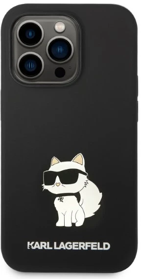 Dėklas Karl Lagerfeld Silicone Ikonik Choupette Case for iPhone 14 Pro - Juodas