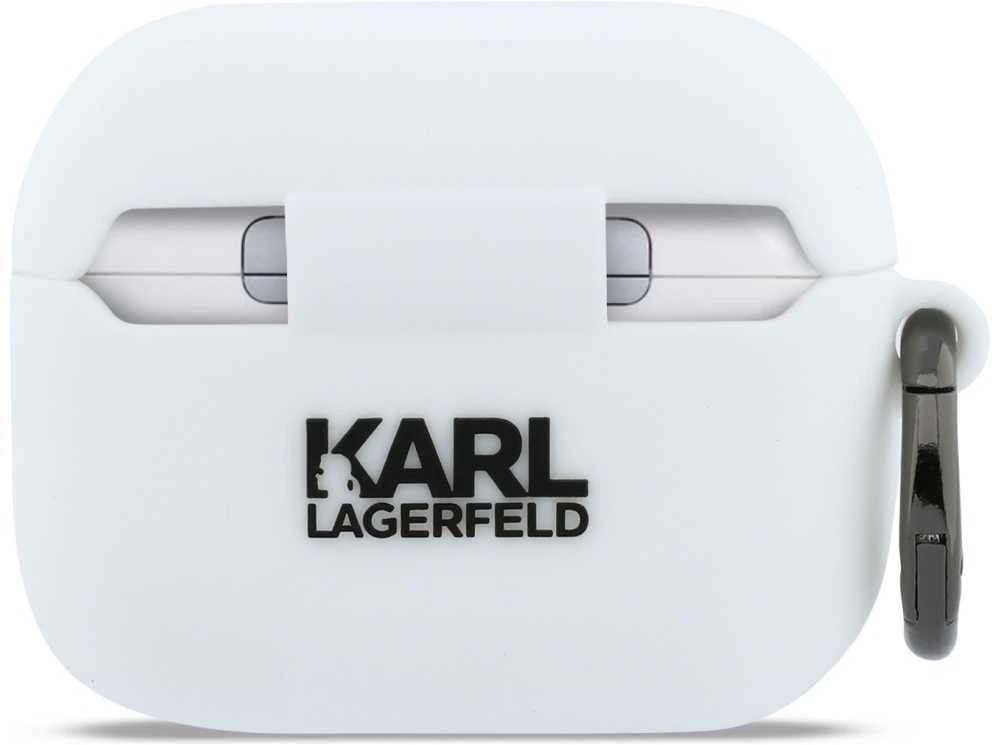 Karl Lagerfeld silikoninis Karl Head 3D dėklas AirPods Pro 3 ausinėms - Baltas