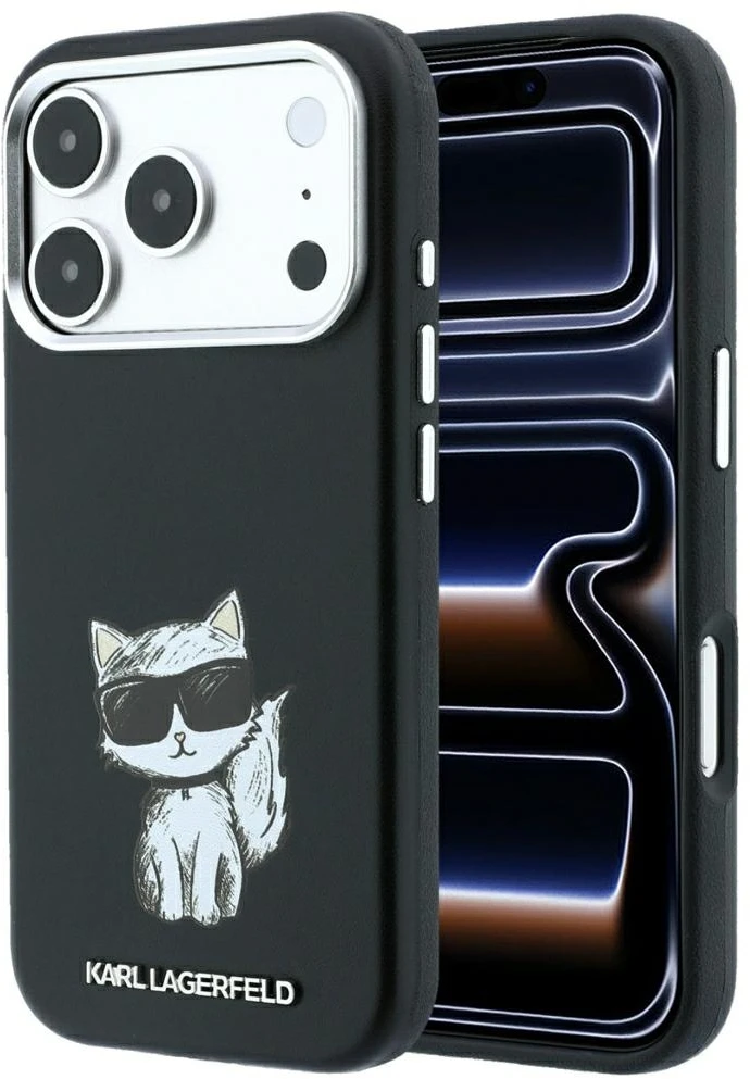 Karl Lagerfeld Smooth Choupette Sketch MagSafe dėklas iPhone 18 Pro Max / 17 Pro Max - Juodas