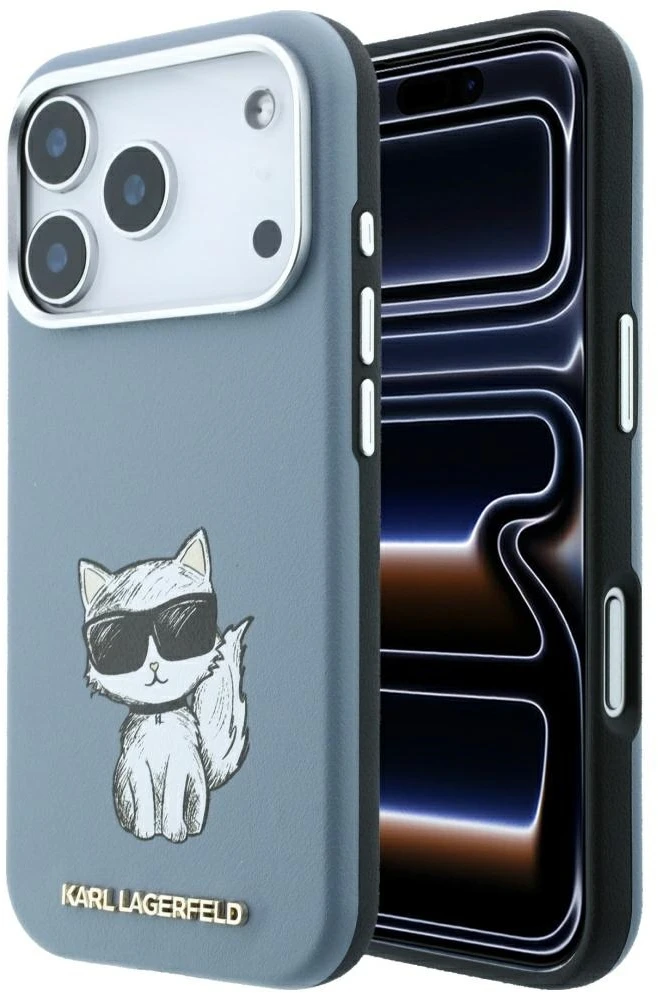 Dėklas Karl Lagerfeld Smooth Choupette Sketch MagSafe Case for iPhone 18 Pro Max / 17 Pro Max - Light Mėlyna