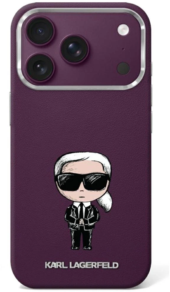 Karl Lagerfeld Smooth Ikonik Sketch MagSafe dėklas, skirtas iPhone 18 Pro / 17 Pro – bordo spalvos
