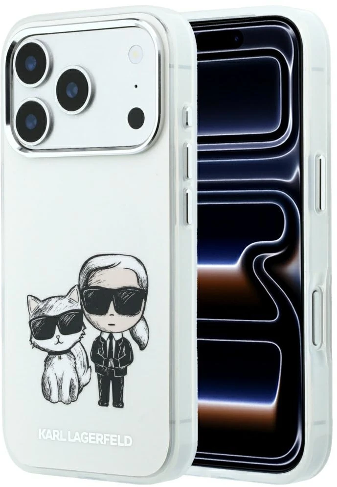 Dėklas Karl Lagerfeld Smooth Karl & Choupette Bodies Sketch MagSafe Case for iPhone 18 Pro Max / 17 Pro Max smėlio spalvos