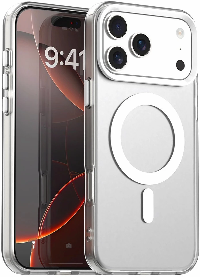Marka Niezdefiniowana - „iPhone 18 Pro“ / „17 Pro“ magnetinis dėklas, nuo kritimo apsaugantis hibridinis telefono galinis dangtelis – Baltas