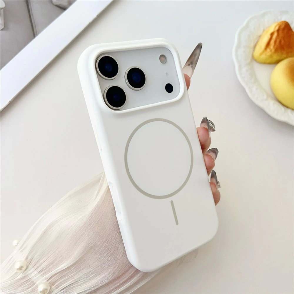 Marka Niezdefiniowana - Dėklas iPhone 18 Pro Max / 17 Pro Max su magnetiniu užsegimu, skysto silikono, apsaugantis nuo kritimo, telefono galinis dangtelis – Baltas