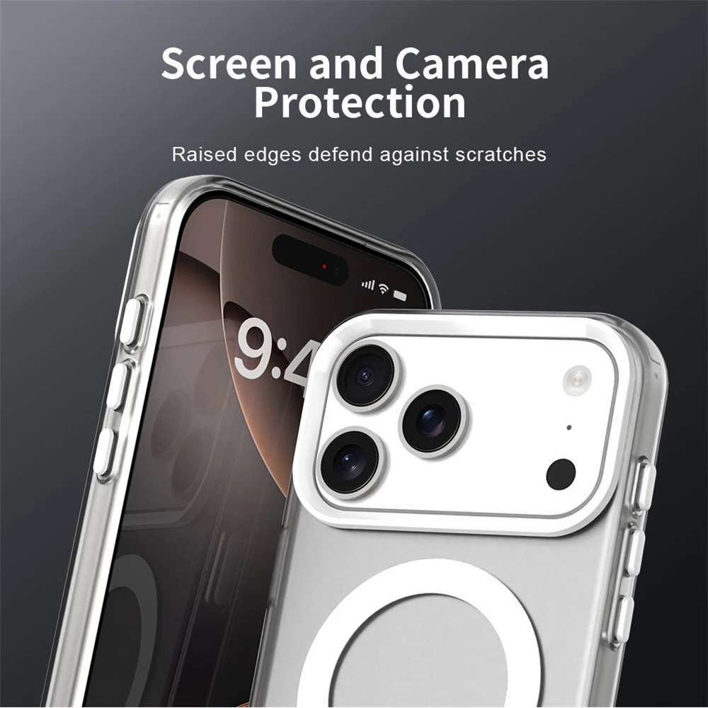 Marka Niezdefiniowana - „iPhone 18 Pro“ / „17 Pro“ magnetinis dėklas, nuo kritimo apsaugantis hibridinis telefono galinis dangtelis – Baltas