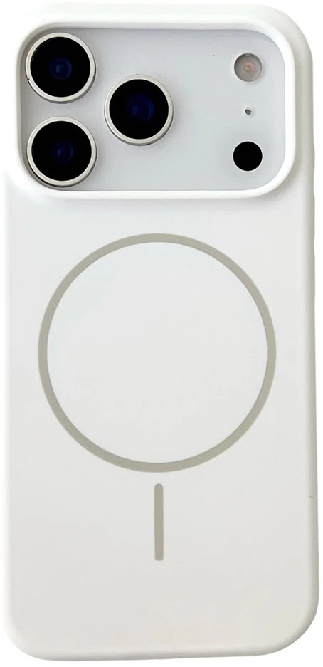 Marka Niezdefiniowana - Dėklas su magnetiniu tvirtinimu iPhone 18 Pro / 17 Pro – skysto silikono, nuo kritimo apsauganti telefono nugarėlė – Baltas