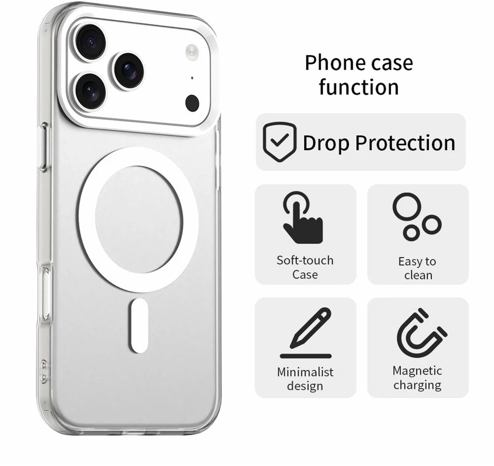 Marka Niezdefiniowana - iPhone 18 Pro Max / 17 Pro Max PC PET TPU hibridinis magnetinis dėklas – baltas