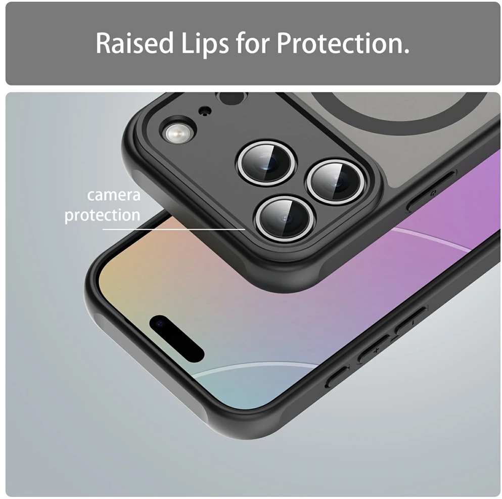 Marka Niezdefiniowana - iPhone 18 Pro Max / 17 Pro Max PC TPU magnetinis matinis dėklas, atsparus kritimams – juodas