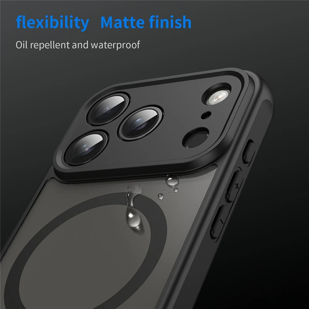 Marka Niezdefiniowana - iPhone 18 Pro / 17 Pro PC TPU magnetinis matinis dėklas, atsparus kritimams - Juodas