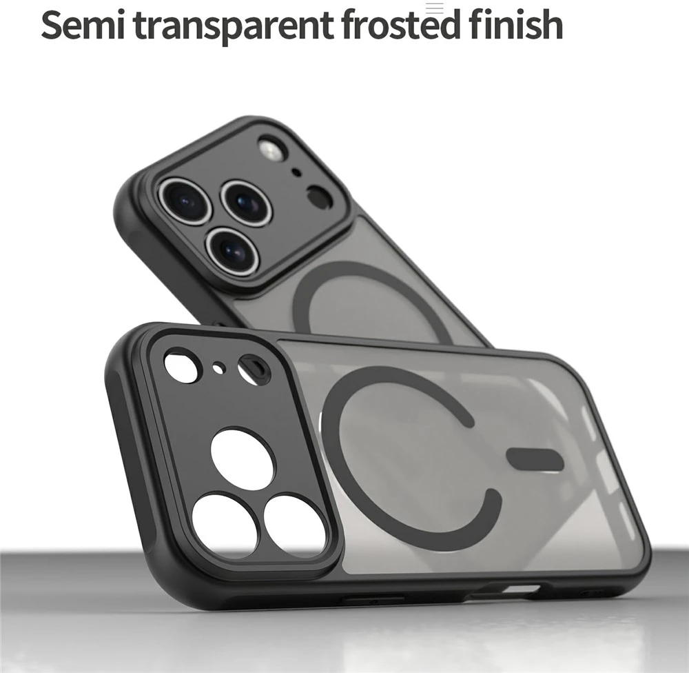 Marka Niezdefiniowana - iPhone 18 Pro / 17 Pro PC TPU magnetinis matinis dėklas, atsparus kritimams - Juodas