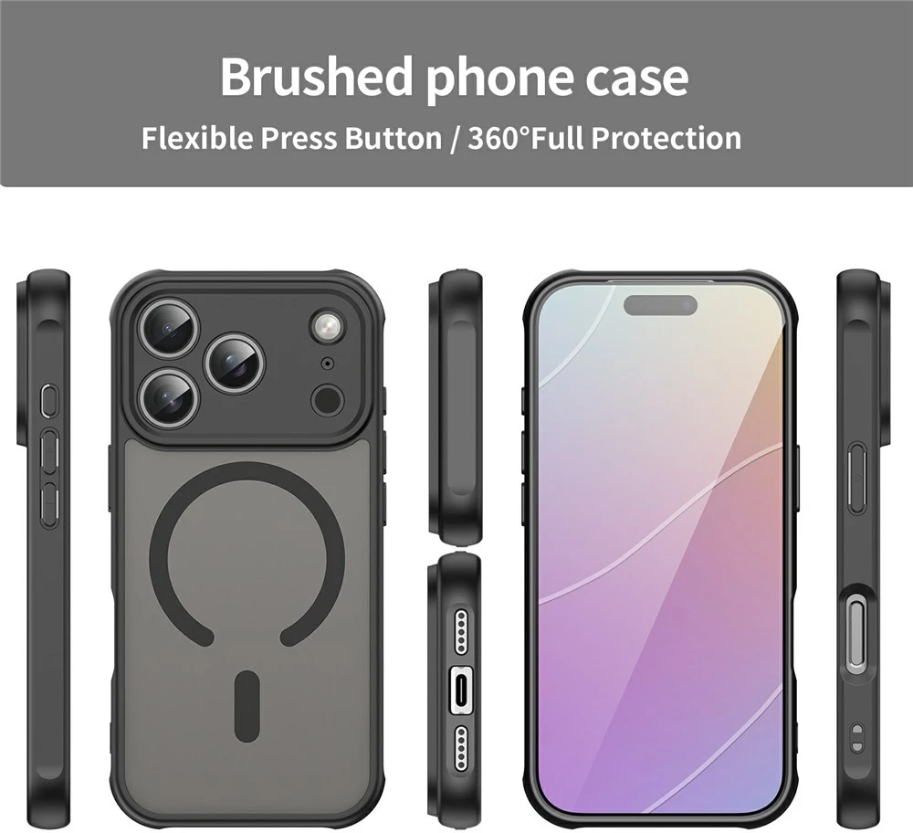 Marka Niezdefiniowana - iPhone 18 Pro / 17 Pro PC TPU magnetinis matinis dėklas, atsparus kritimams - Juodas