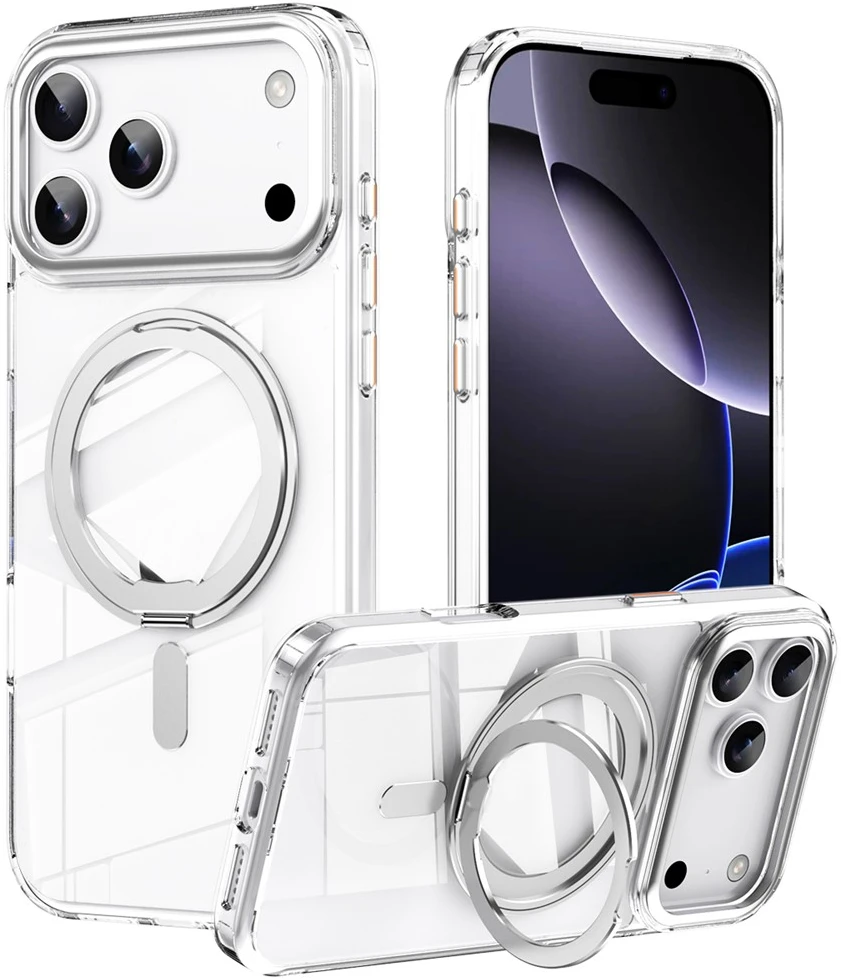 Marka Niezdefiniowana - Magnetinis dėklas su pasukamu stovu iPhone 18 Pro Max / 17 Pro Max TPU akrilas MagSafe – Baltas