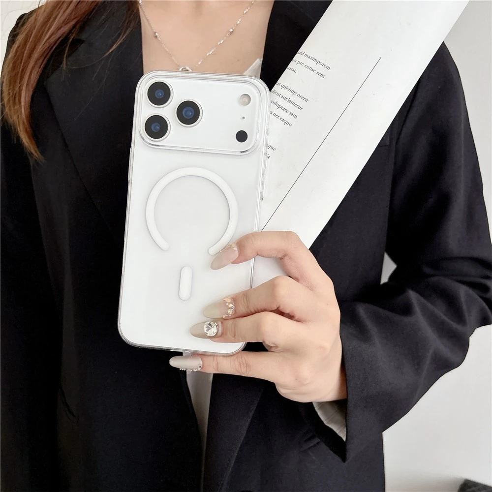 Marka Niezdefiniowana - MagSafe suderinamas iPhone 18 Pro / 17 Pro PC dėklas – permatomas baltas