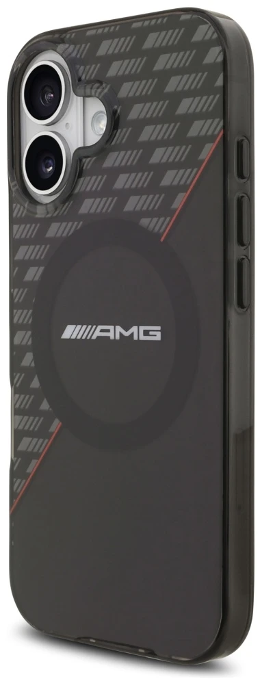 Mercedes AMG Double Layer Transparent Rhombs MagSafe dėklas, skirtas iPhone 17, juodos spalvos-red