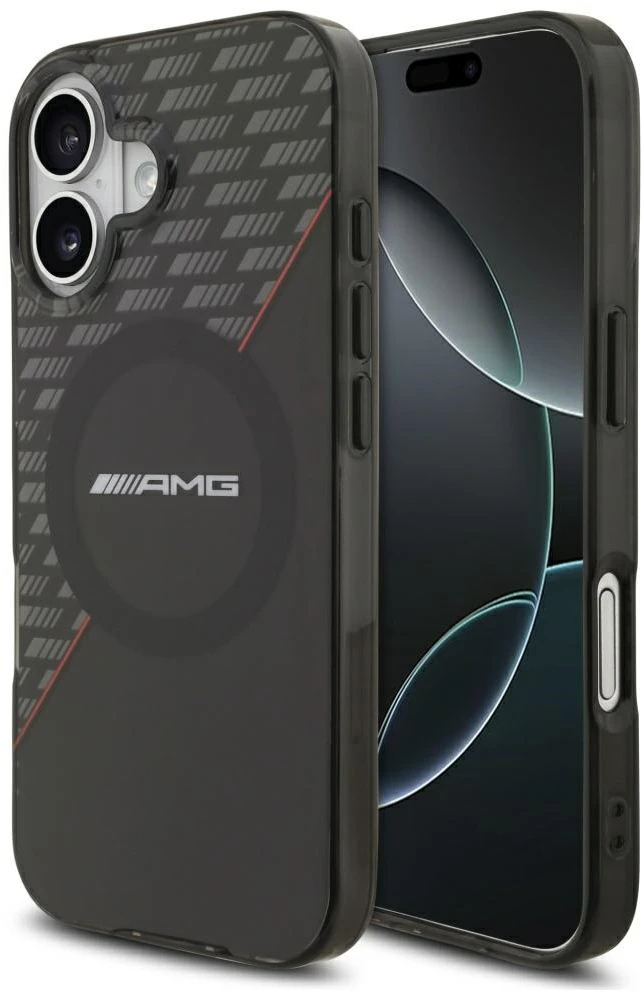 Mercedes AMG Double Layer Transparent Rhombs MagSafe dėklas, skirtas iPhone 17, juodos spalvos-red
