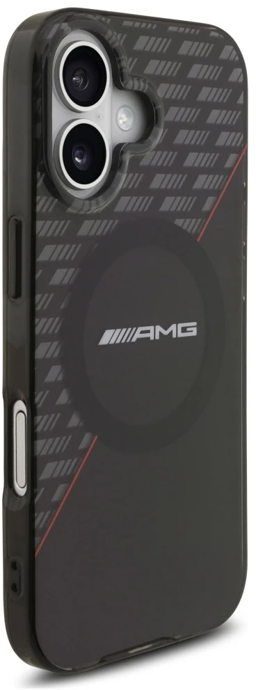 Mercedes AMG Double Layer Transparent Rhombs MagSafe dėklas, skirtas iPhone 17, juodos spalvos-red