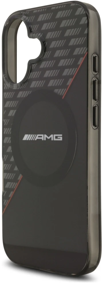 Mercedes AMG Double Layer Transparent Rhombs MagSafe dėklas, skirtas iPhone 17, juodos spalvos-red