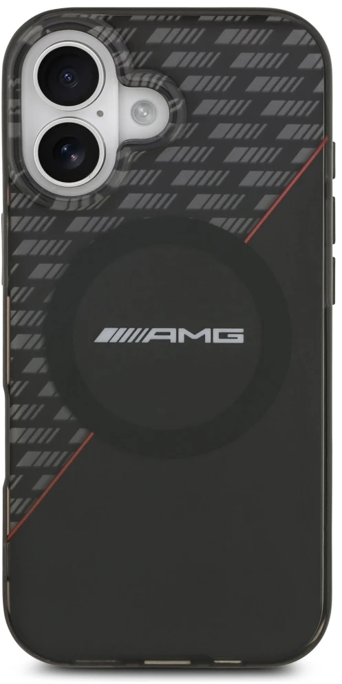 Mercedes AMG Double Layer Transparent Rhombs MagSafe dėklas, skirtas iPhone 17, juodos spalvos-red