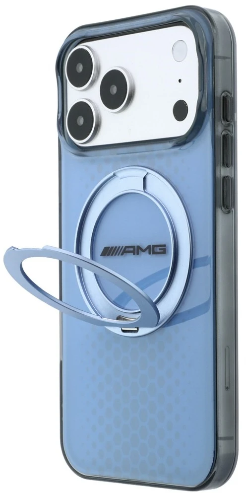 Dėklas Mercedes AMG IML Double Layer Urban Line with Ring Stand MagSafe case for iPhone 18 Pro Max / 17 Pro Max - mėlynas