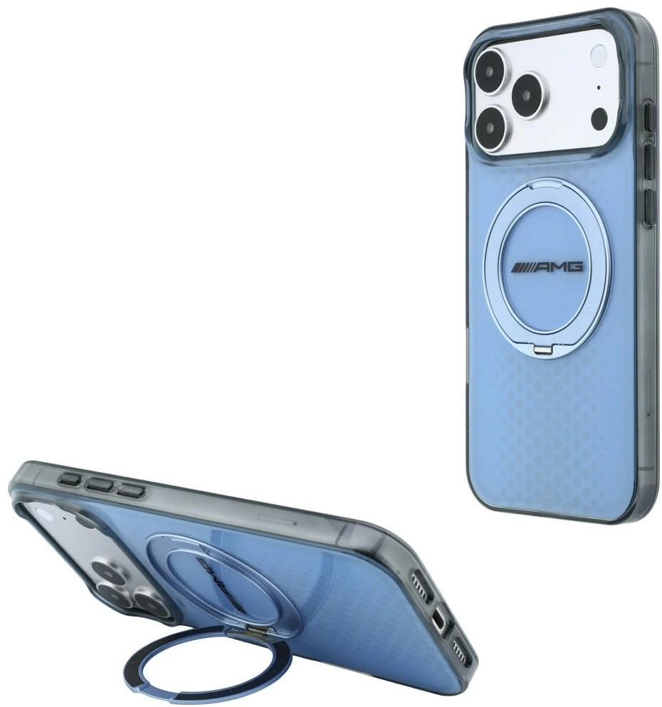Dėklas Mercedes AMG IML Double Layer Urban Line with Ring Stand MagSafe case for iPhone 18 Pro Max / 17 Pro Max - mėlynas