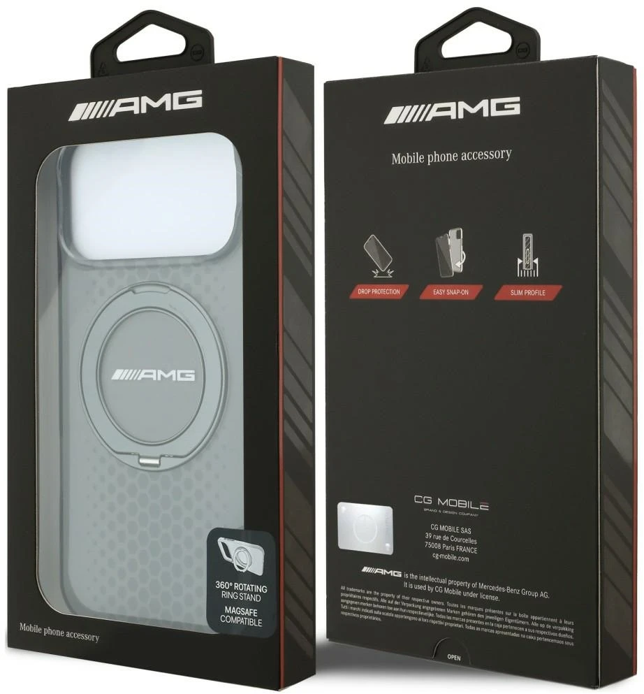 Dėklas Mercedes AMG IML Double Layer Urban Line Case with Ring Stand MagSafe for iPhone 18 Pro Max / 17 Pro Max - Gray