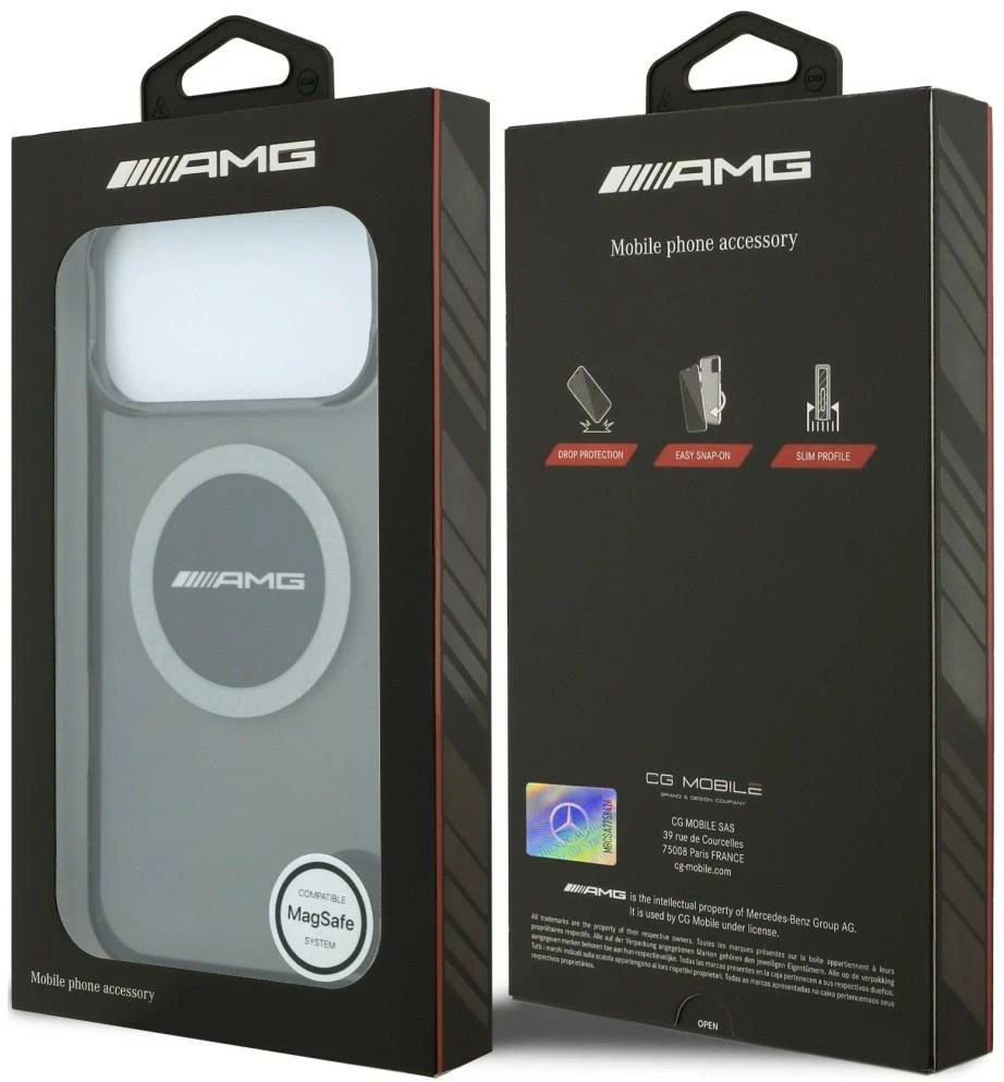 Dėklas Mercedes AMG IML Transparent Bicolor Block MagSafe Case for iPhone 18 Pro Max / 17 Pro Max - Juodas and Gray