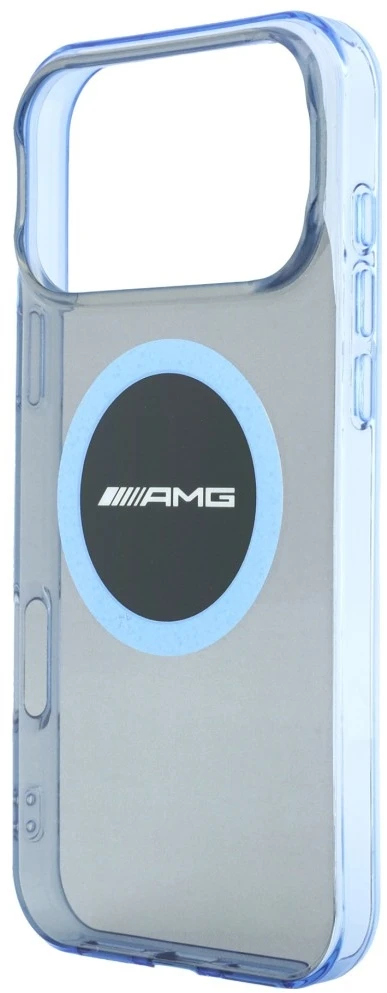 Dėklas Mercedes AMG IML Transparent Bicolor Block MagSafe Case for iPhone 18 Pro Max / 17 Pro Max - Juodas and Mėlyna