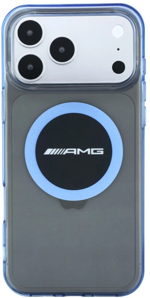 Dėklas Mercedes AMG IML Transparent Bicolor Block MagSafe Case for iPhone 18 Pro Max / 17 Pro Max - Juodas and Mėlyna
