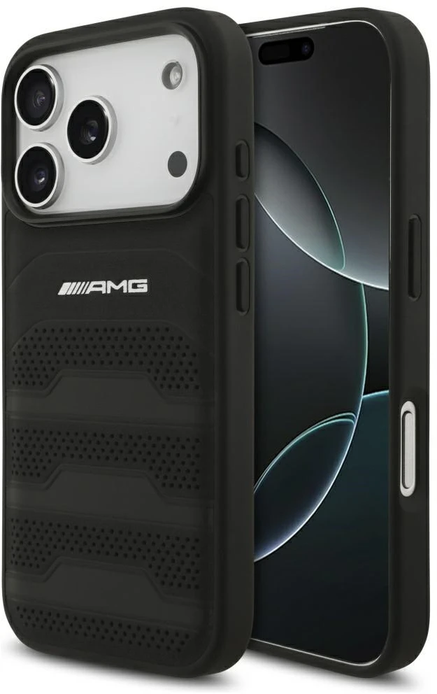 Mercedes AMG odinis įspaustų linijų logotipo dėklas iPhone 18 Pro / 17 Pro - juodas