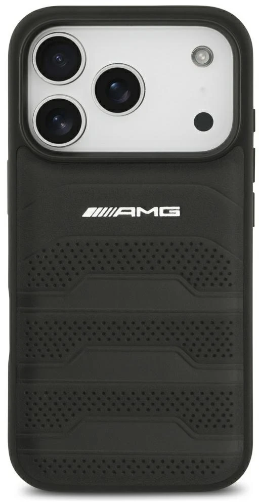 Mercedes AMG odinis įspaustų linijų logotipo dėklas iPhone 18 Pro / 17 Pro - juodas