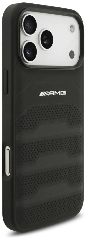 Dėklas Mercedes AMG Leather Debossed Lines Logo Case for iPhone 18 Pro Max / 17 Pro Max - Juodas