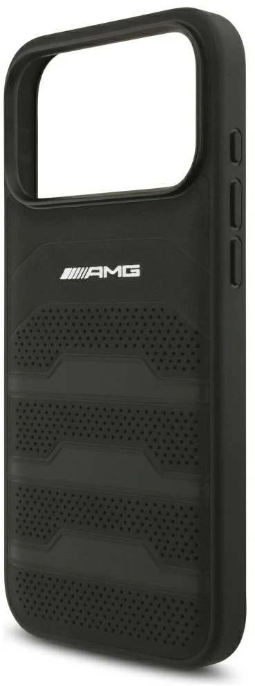 Dėklas Mercedes AMG Leather Debossed Lines Logo Case for iPhone 18 Pro Max / 17 Pro Max - Juodas