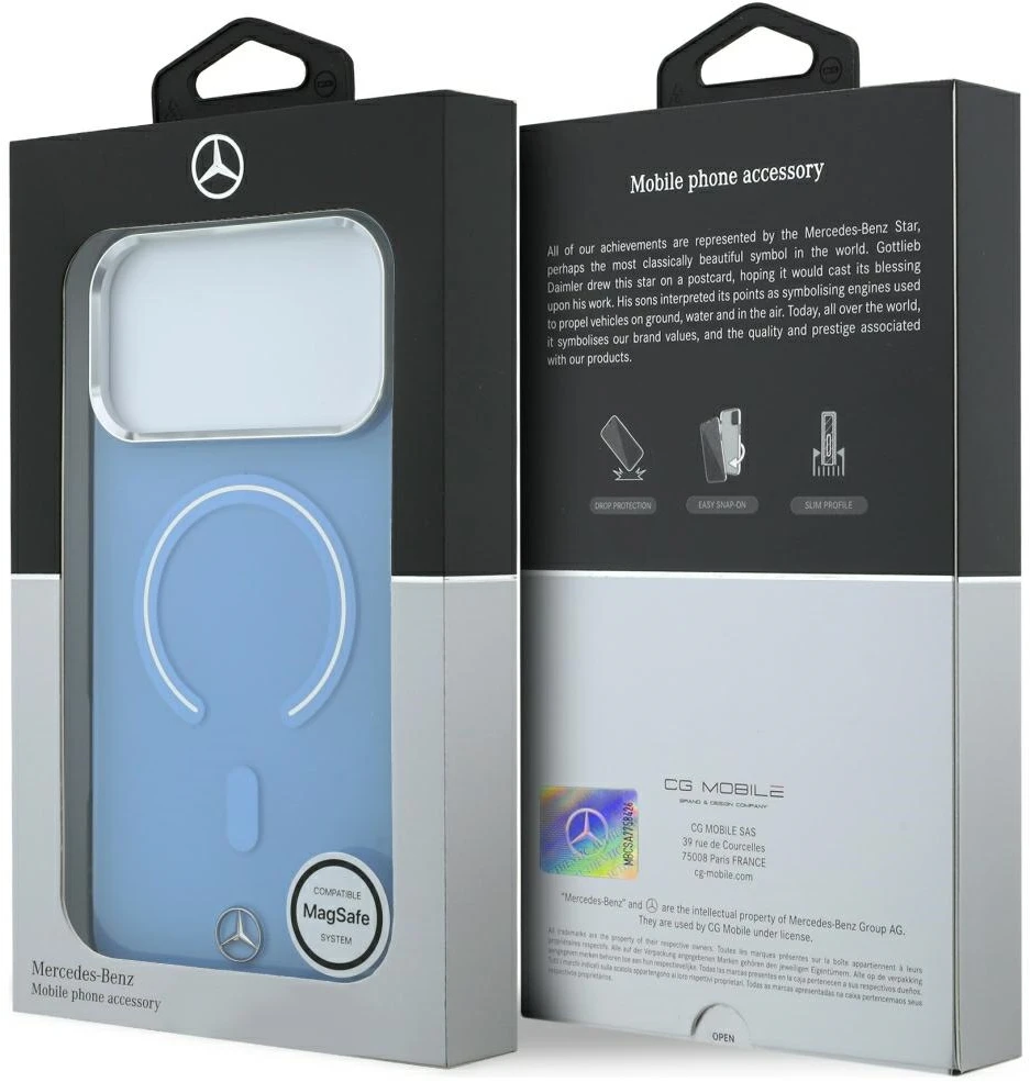 Dėklas Mercedes Double Layer Iconic Logo MagSafe Case for iPhone 18 Pro Max / 17 Pro Max - Mėlyna