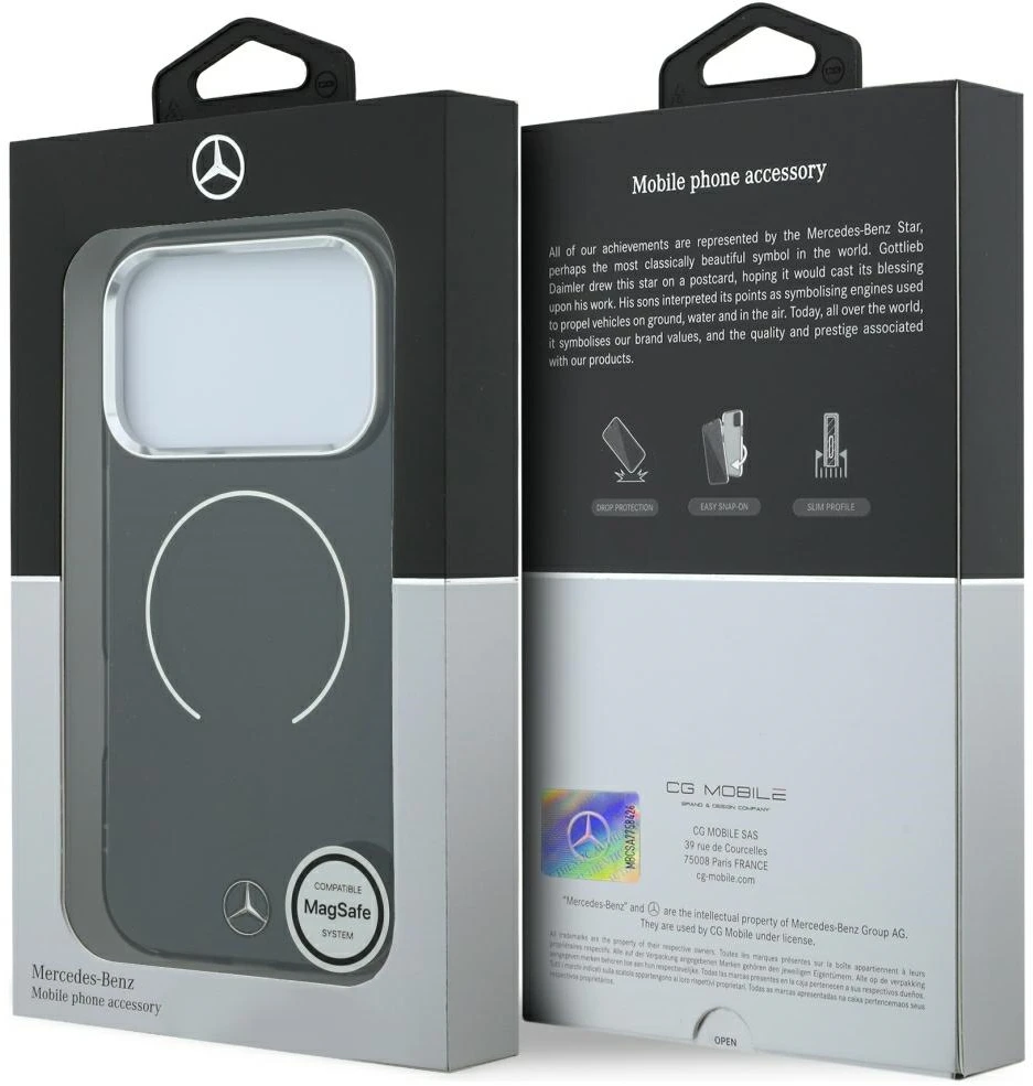 Dėklas Mercedes Double Layer Iconic Logo MagSafe Case for iPhone 18 Pro Max / 17 Pro Max - Juodas