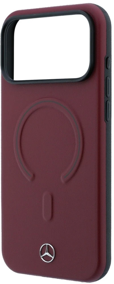 Dėklas Mercedes Leather 3D MagSafe Case for iPhone 18 Pro / 17 Pro - Burgundy