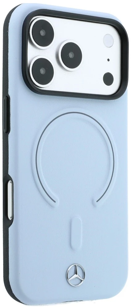 Dėklas Mercedes Leather 3D MagSafe Case for iPhone 18 Pro / 17 Pro - Mėlyna