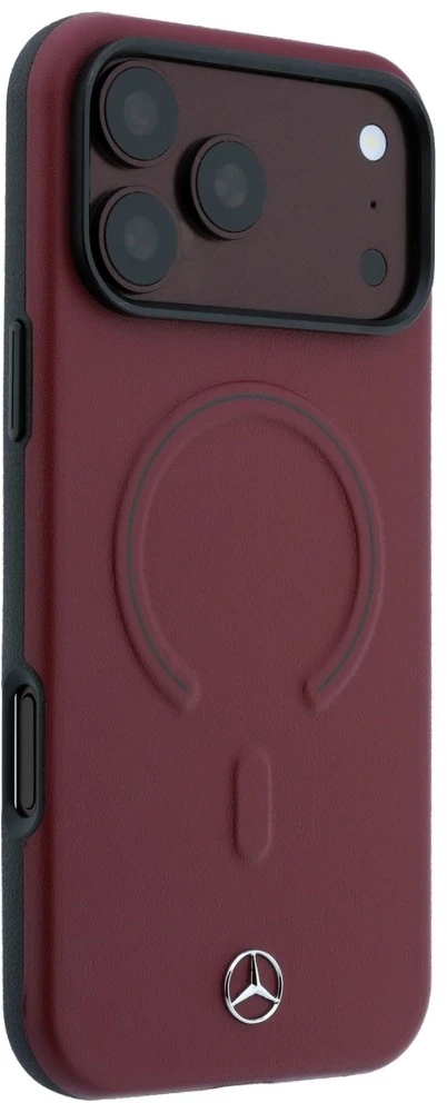 Dėklas Mercedes Leather 3D MagSafe Case for iPhone 18 Pro / 17 Pro - Burgundy