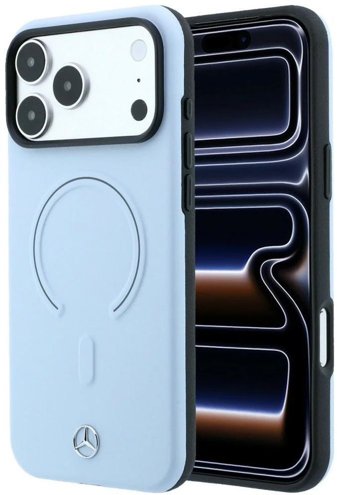 Dėklas Mercedes Leather 3D MagSafe Case for iPhone 18 Pro Max / 17 Pro Max - Mėlyna