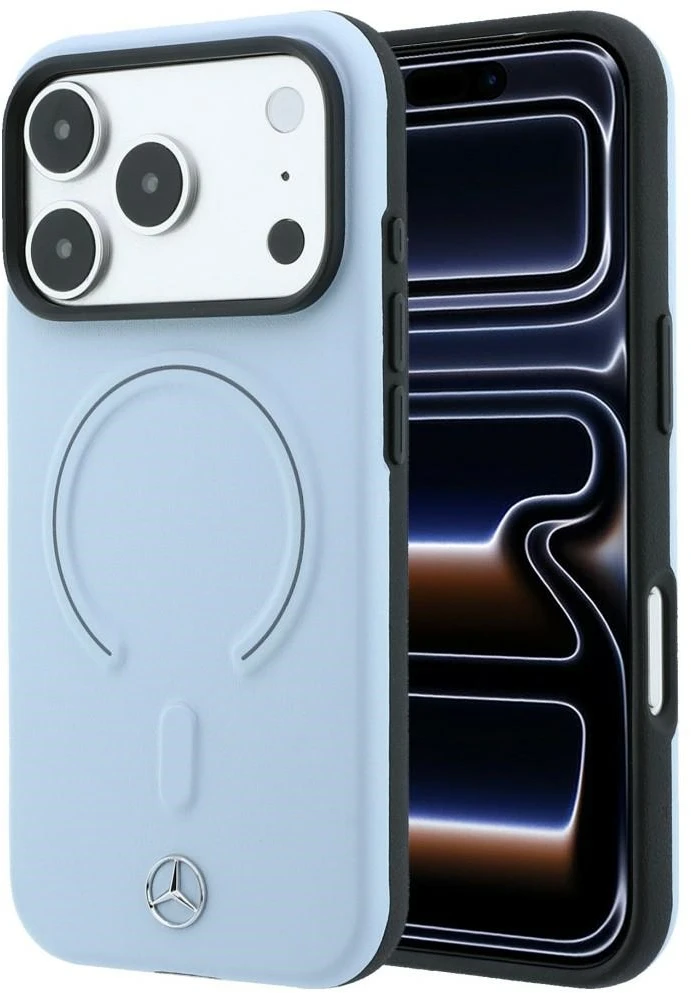 Dėklas Mercedes Leather 3D MagSafe Case for iPhone 18 Pro / 17 Pro - Mėlyna