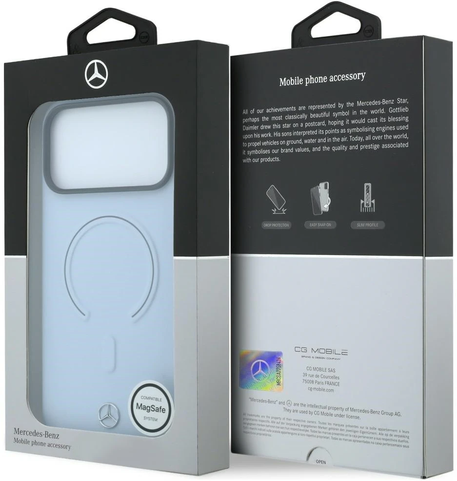 Dėklas Mercedes Leather 3D MagSafe Case for iPhone 18 Pro Max / 17 Pro Max - Mėlyna